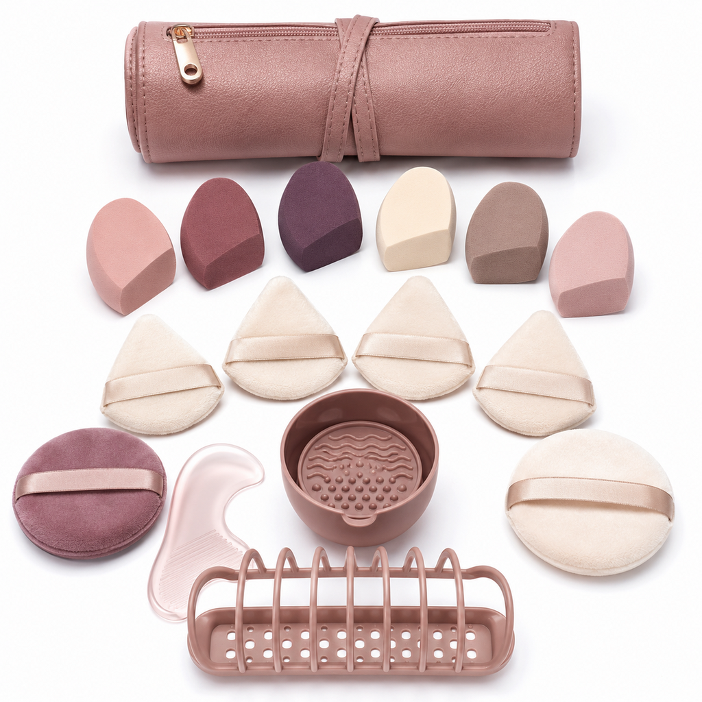 16-Piece Complexion Sponge, Puff and Manual Care Set