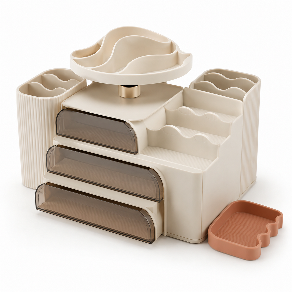 Modular Countertop Cosmetics Organizer with Three Drawers