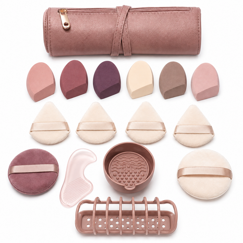 16-Piece Complexion Sponge, Puff and Manual Care Set