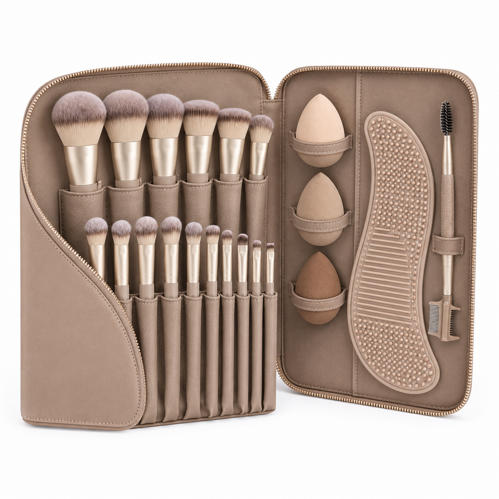 24-Piece Precision Makeup Brush Studio Set with Case