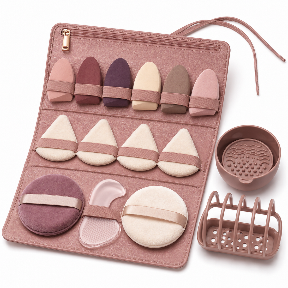 16-Piece Complexion Sponge, Puff and Manual Care Set