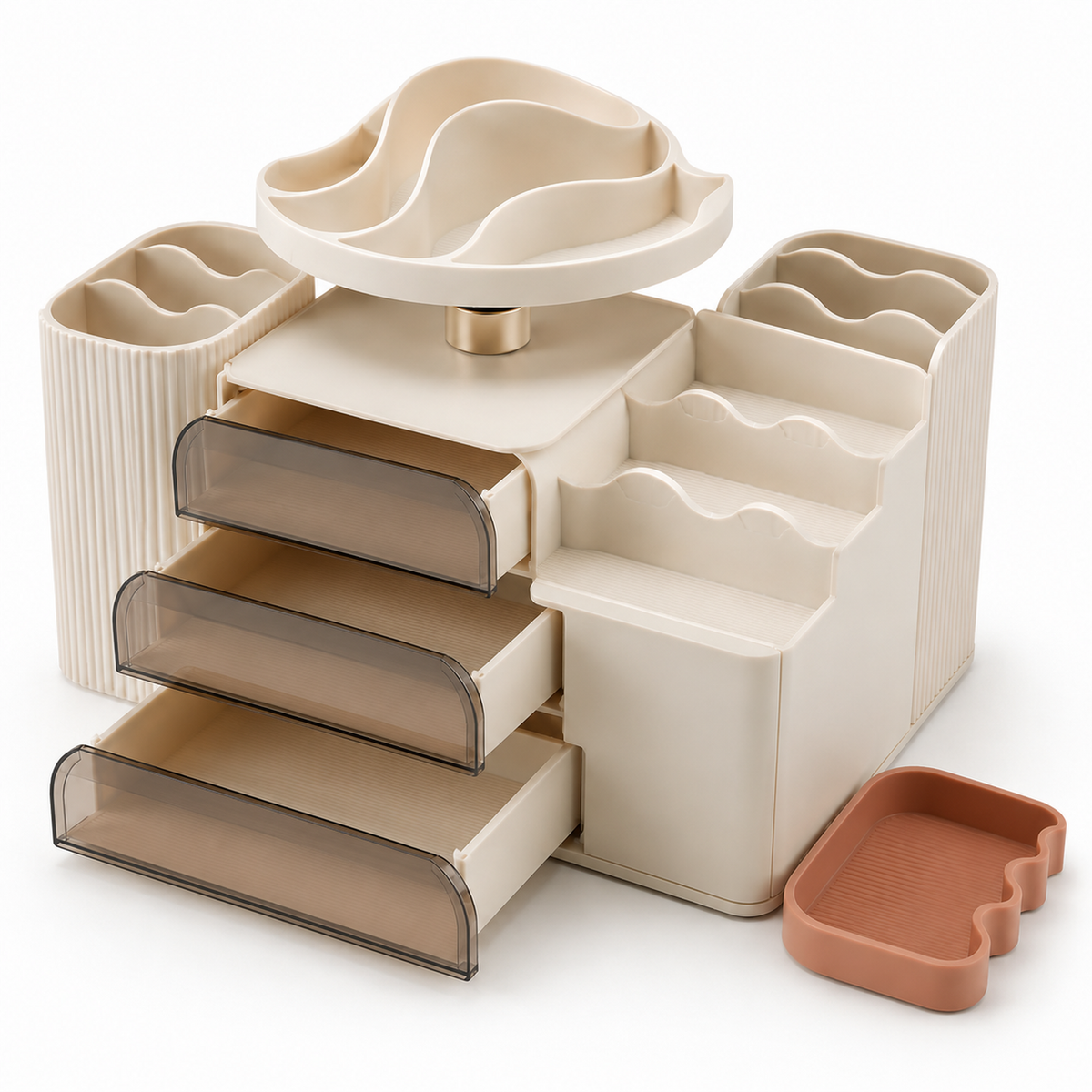 Modular Countertop Cosmetics Organizer with Three Drawers