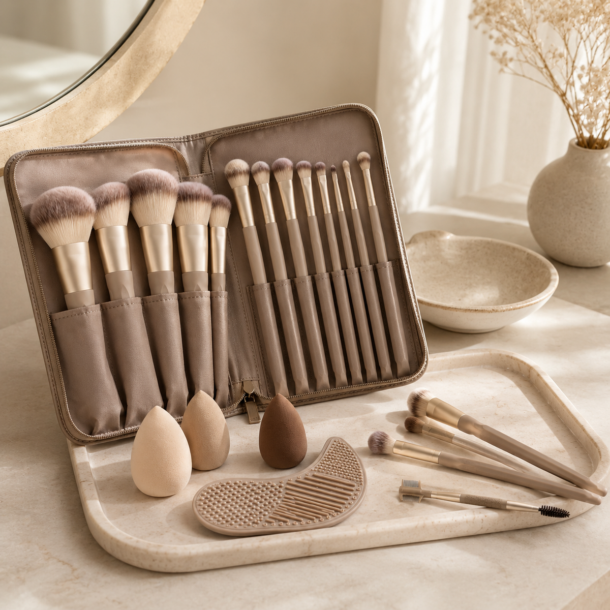24-Piece Precision Makeup Brush Studio Set with Case
