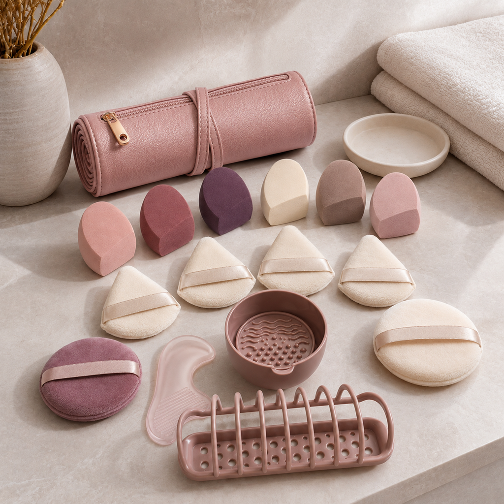 16-Piece Complexion Sponge, Puff and Manual Care Set